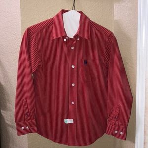 CINCH Red w/White striping button down.